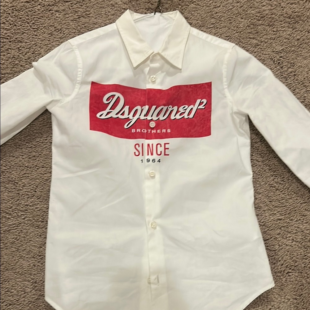Dsquared2 boys White and Red button up Shirt